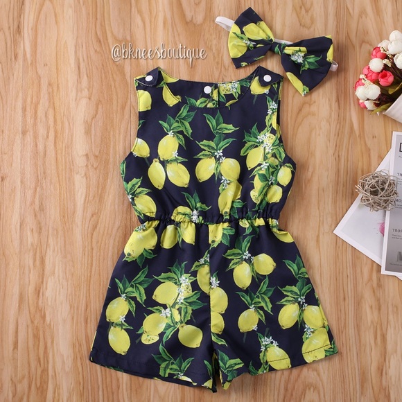Other - Toddler Girl Boutique Easy Peasy Lemon Romper
